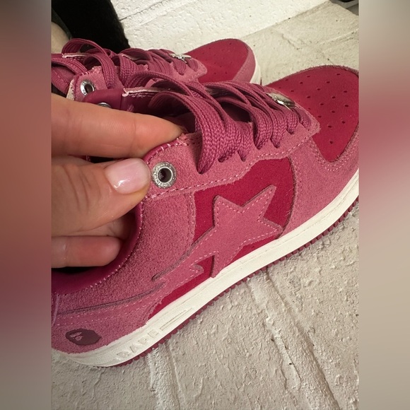 Bape Pink Suede Bapesta Women’s sneakers Size 7 Barbie Rare - Picture 6 of 10